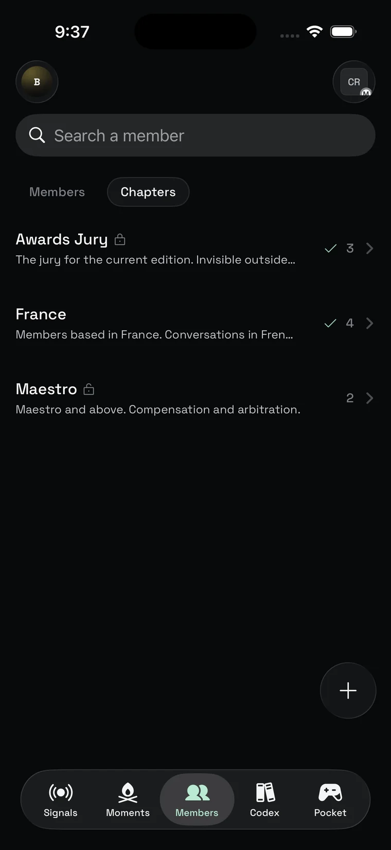 Chapters — The Society on iOS
