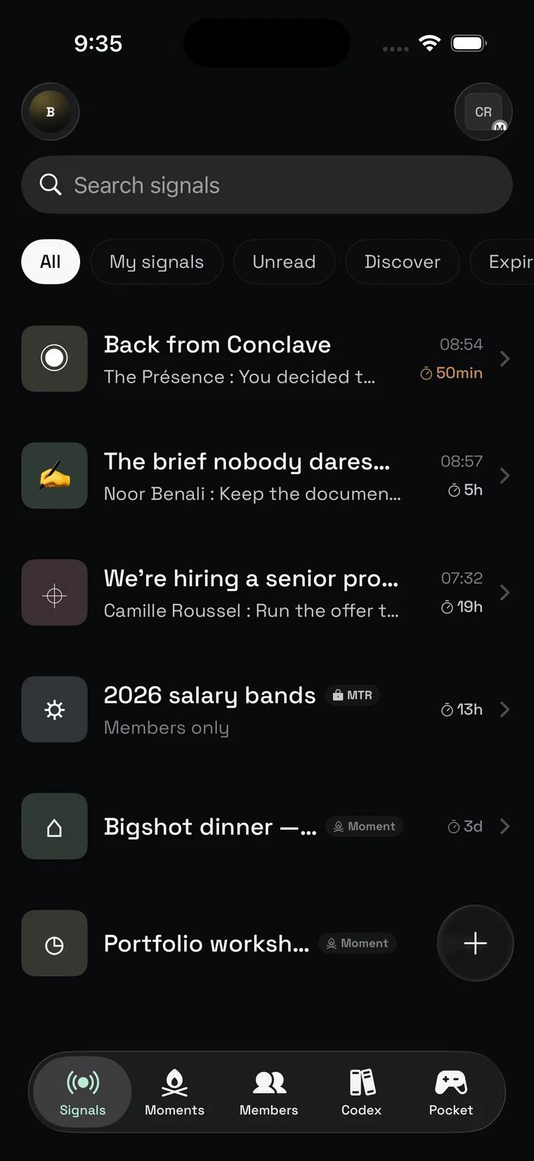 Écho — The Society on iOS