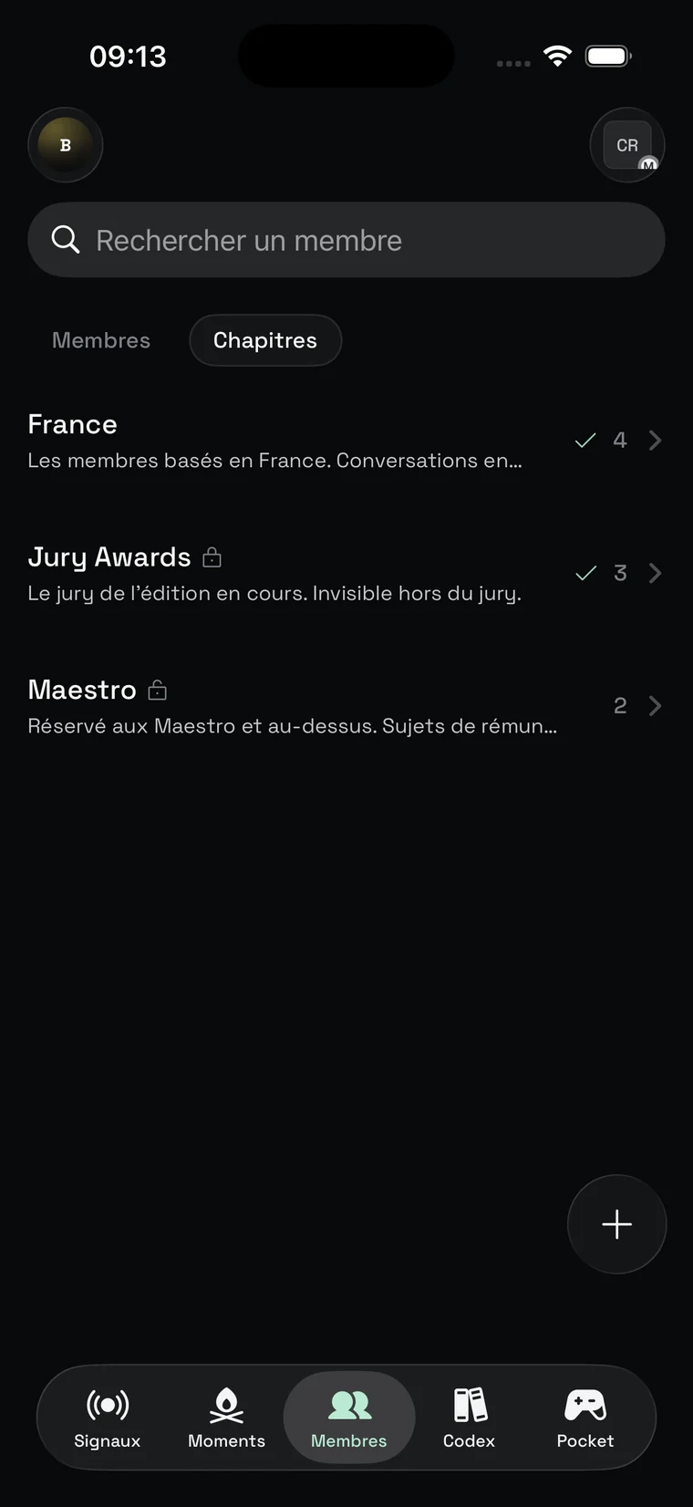 Chapters — The Society sur iOS